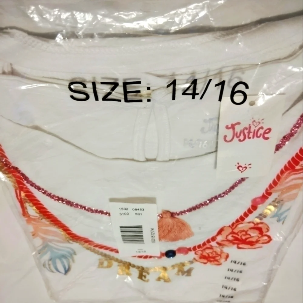 Justice DREAM Neck Candy T-Shirt- 14/16